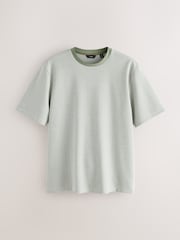 Sage Green Regular Fit Heritage Herringbone T-Shirt - Image 1 of 8