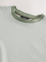 Sage Green Regular Fit Heritage Herringbone T-Shirt - Image 3 of 8