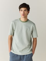 Sage Green Regular Fit Heritage Herringbone T-Shirt - Image 5 of 8