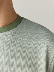 Sage Green Regular Fit Heritage Herringbone T-Shirt - Image 6 of 8