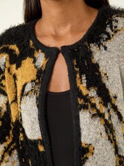 Roman Grey Fluffy Textured Knit Cardigan - Image 5 of 5