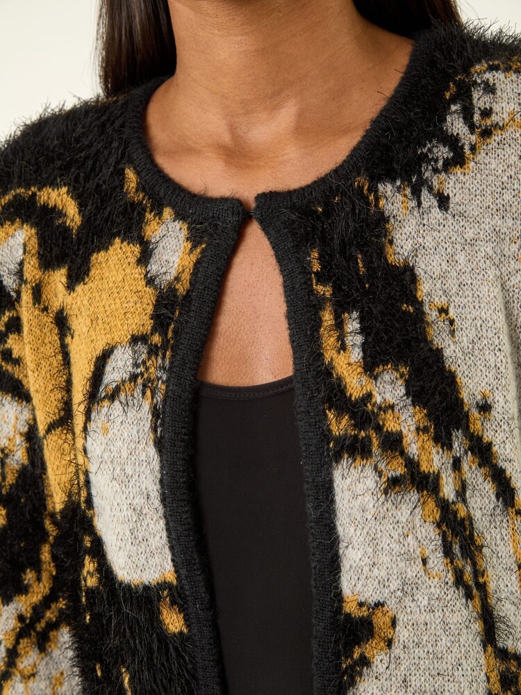 Roman Grey Fluffy Textured Knit Cardigan - Image 5 of 5