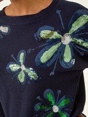Roman Blue Sequin Floral Knit Jumper - Image 5 of 5