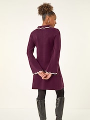 Roman Purple Scalloped Edge Knit Dress - Image 3 of 5