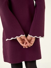 Roman Purple Scalloped Edge Knit Dress - Image 5 of 5