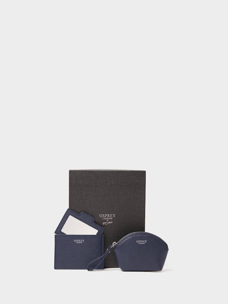 Osprey London Pink The Neptune Leather Mirror Card Holder & Small Pouch - Image 1 of 6 Osprey London Pink The Neptune Leather Mirror Card Holder & Small Pouch - Image 1 of 6