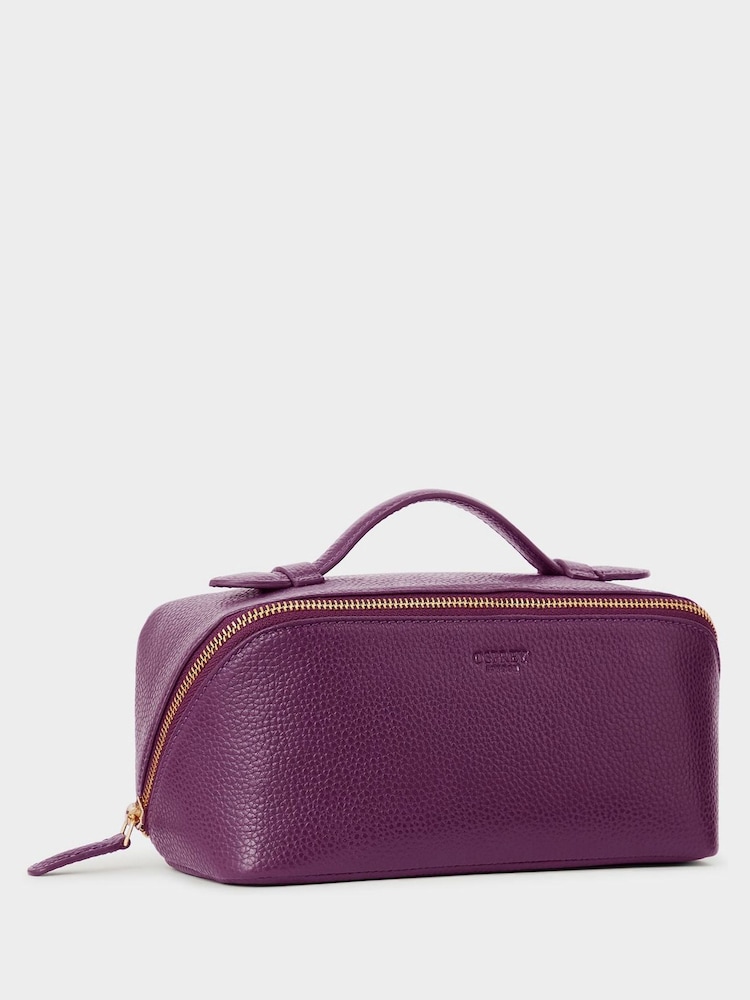 Osprey London Purple The Jet Set Leather Washbag - Image 2 of 5