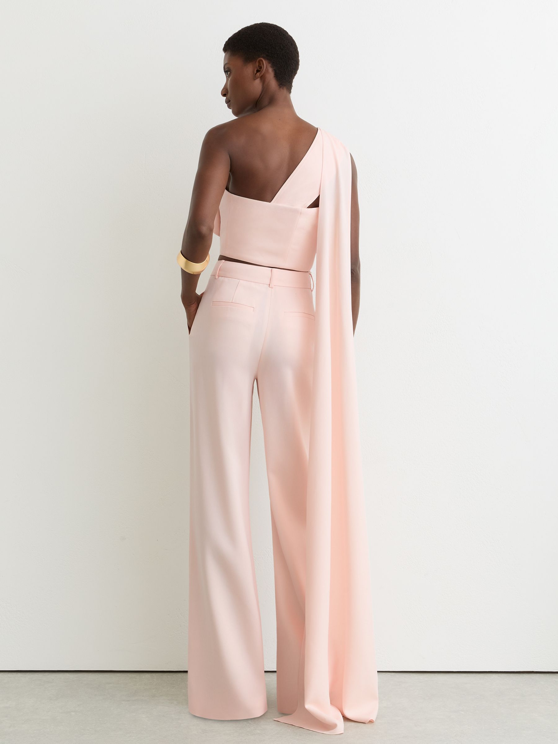 Buy Reiss Pale Pink Emilia One-Shoulder Scarf Bustier Top from the