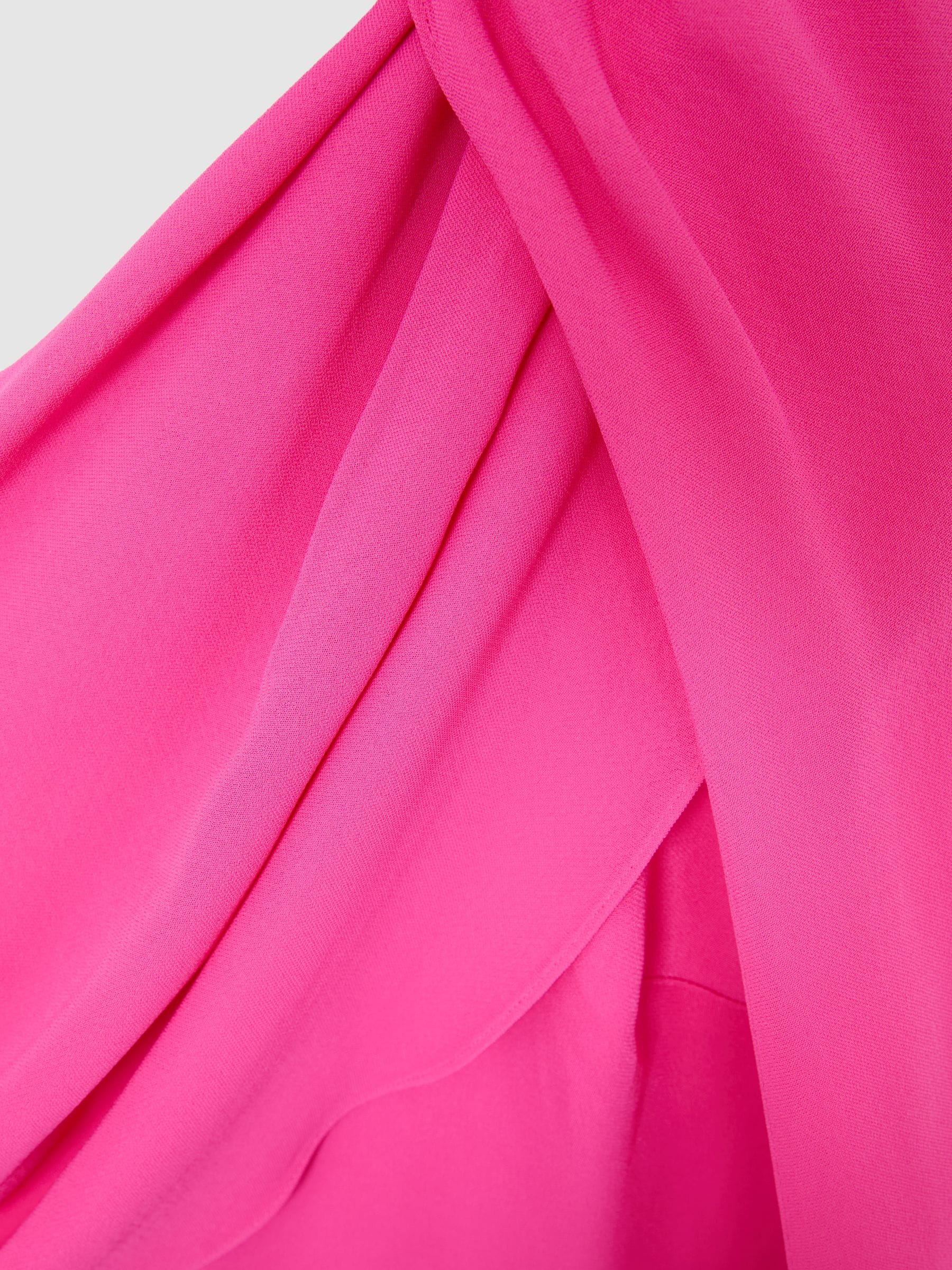 Buy Reiss Raspberry Pink Carrie Petite One-Shoulder Drape Wide-Leg