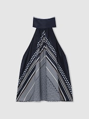 Reiss Navy Anna Scarf-Print Tie-Neck Sleeveless Top - Image 2 of 7