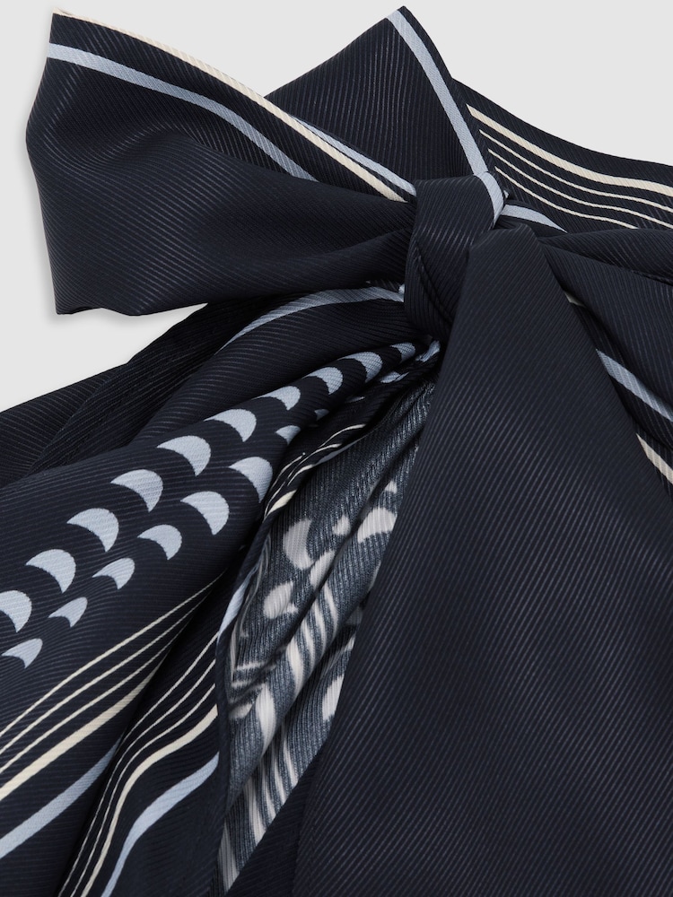 Reiss Navy Anna Scarf-Print Tie-Neck Sleeveless Top - Image 7 of 7 Reiss Navy Anna Scarf-Print Tie-Neck Sleeveless Top - Image 7 of 7