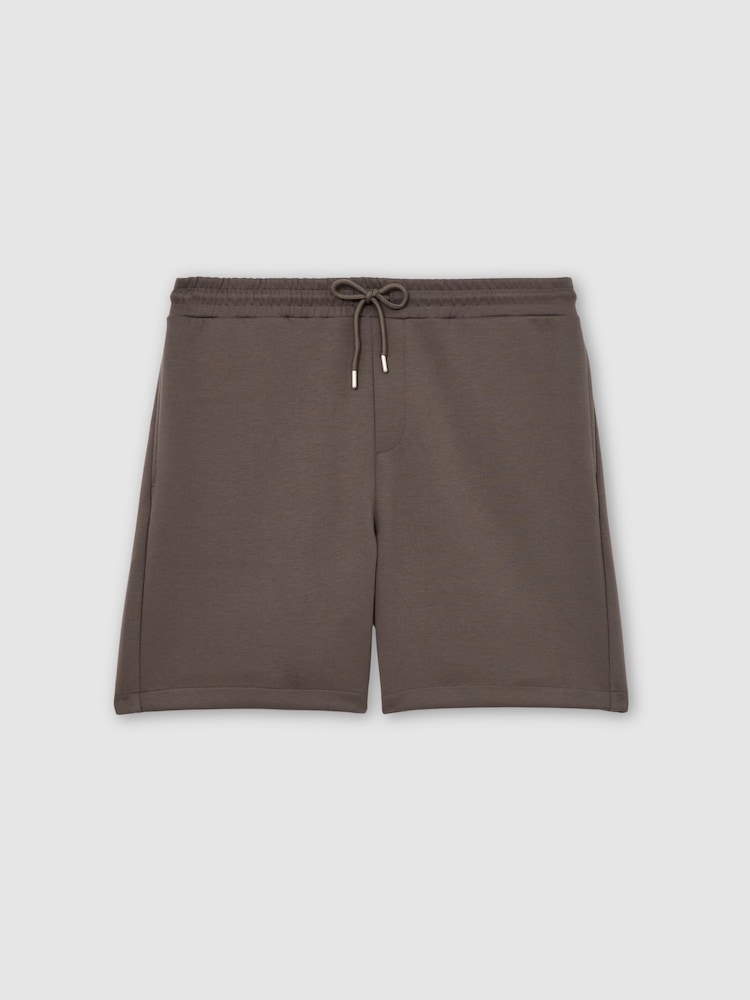 Reiss Light Brown Reid Premium Interlock Drawstring Shorts - Image 2 of 6 Reiss Light Brown Reid Premium Interlock Drawstring Shorts - Image 2 of 6