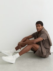 Reiss Light Brown Reid Premium Interlock Drawstring Shorts - Image 4 of 6