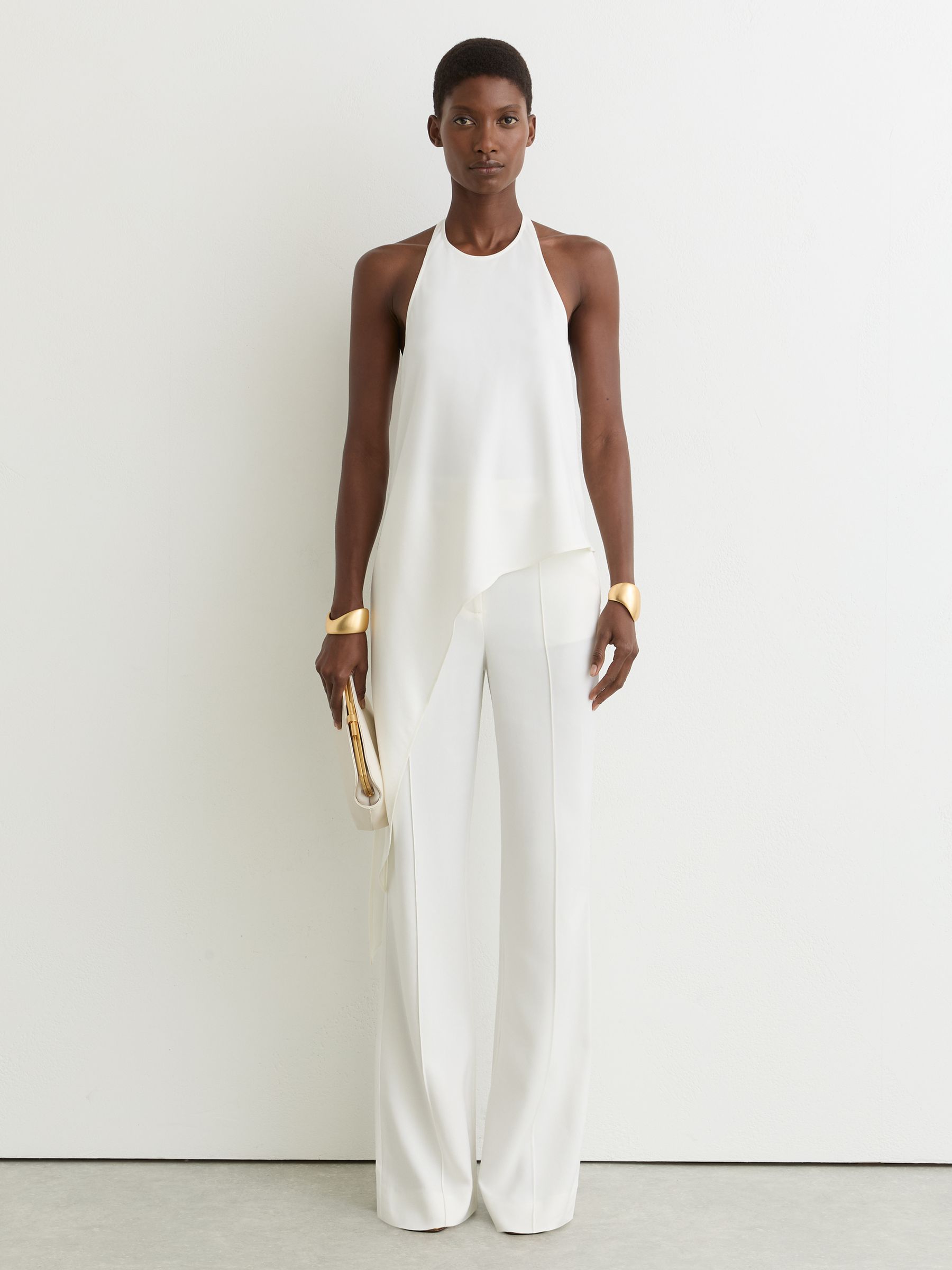 Buy Reiss Ivory Quinn Asymmetric Draped Halterneck Top from Next USA