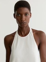 Reiss Ivory Quinn Asymmetric Draped Halterneck Top - Image 5 of 7