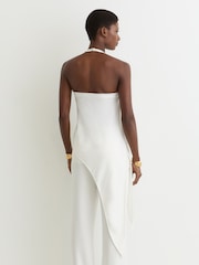 Reiss Ivory Quinn Asymmetric Draped Halterneck Top - Image 6 of 7