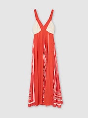 Reiss Orange/Ivory Tallie Empire-Line Printed Maxi Dress - Image 2 of 7