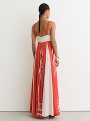 Reiss Orange/Ivory Tallie Empire-Line Printed Maxi Dress - Image 6 of 7