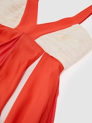 Reiss Orange/Ivory Tallie Empire-Line Printed Maxi Dress - Image 7 of 7