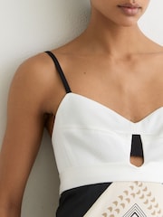 Reiss Ivory/Black Myra Petite Scarf-Print Tie-Back Maxi Dress - Image 4 of 9