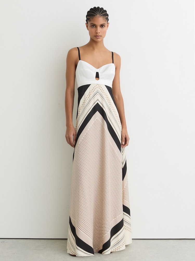 Buy Reiss Ivory/Black Myra Petite Scarf-Print Tie-Back Maxi Dress from the  Next UK online shop
