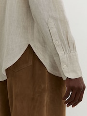 Reiss Beige Neutral Belle Linen Patch-Pocket Long-Sleeve Shirt - Image 4 of 6