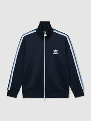 Reiss Navy Haynes Monogram Relaxed Dual-Zip Track Jacket - Image 2 of 7