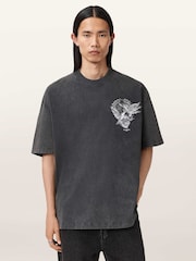 AllSaints Black Mysteries Short Sleeve Crew Neck T-Shirt - Image 1 of 8