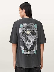 AllSaints Black Mysteries Short Sleeve Crew Neck T-Shirt - Image 2 of 8