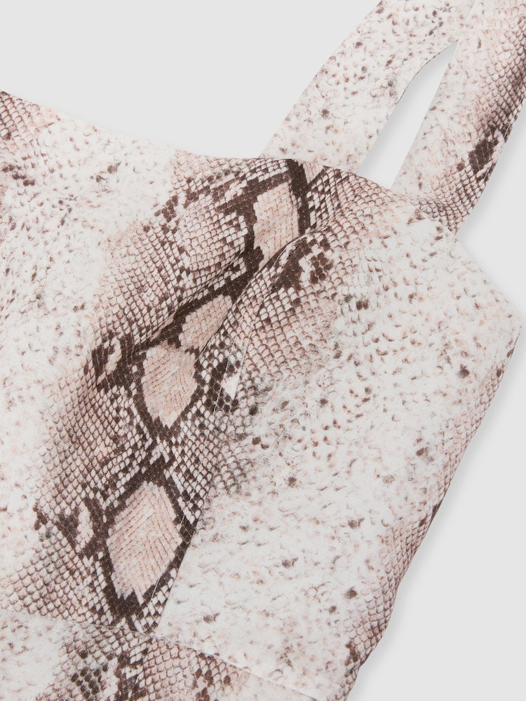 Reiss Amy Midi Lin-Blanding slangetrykk Kjole - Bilde 6 av 6