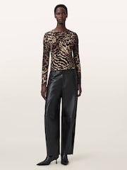 AllSaints Brown Katlyn Top - Image 3 of 8