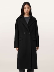 AllSaints Black SELLMA Coat - Image 1 of 7