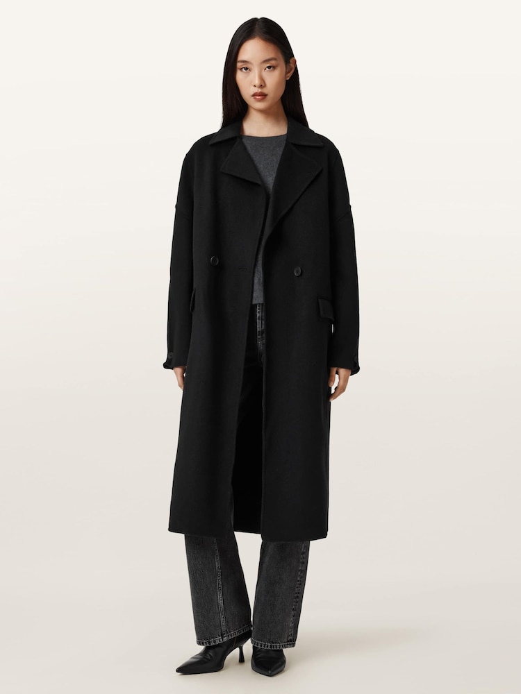 AllSaints Black SELLMA Coat - Image 2 of 7