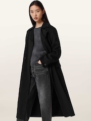 AllSaints Black SELLMA Coat - Image 3 of 7
