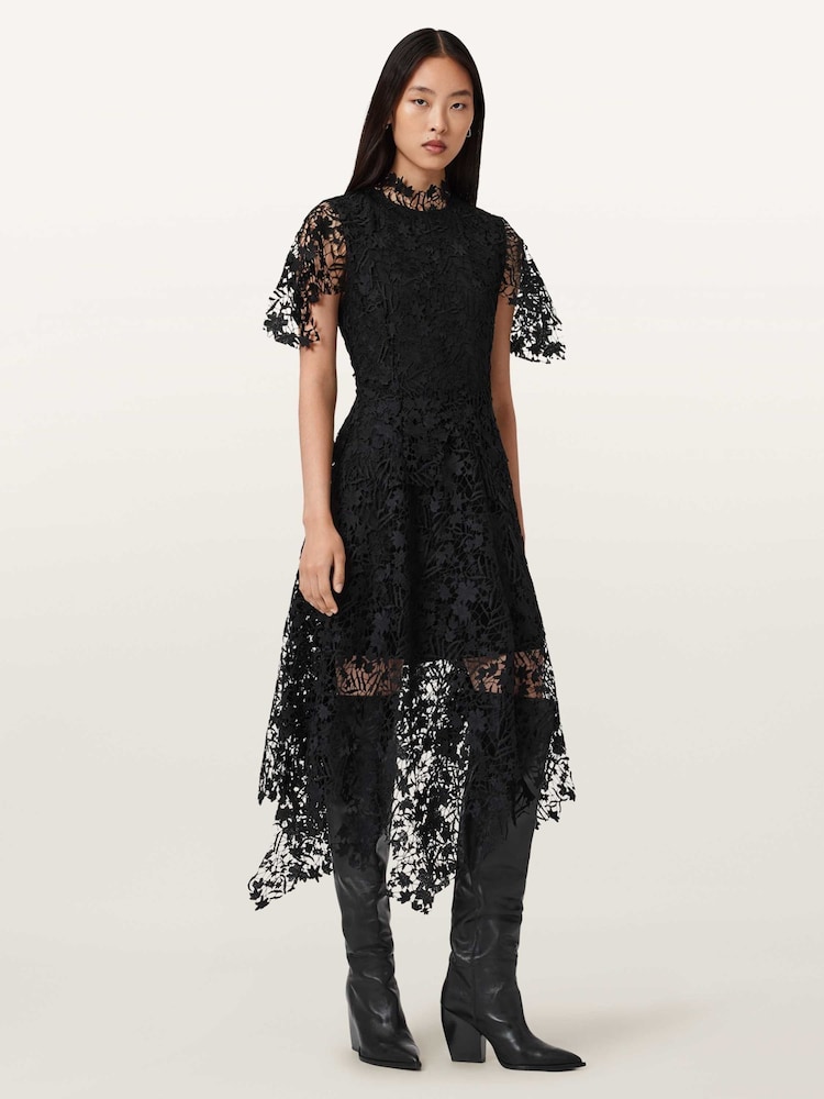 AllSaints Black Saege Dress - Image 1 of 5