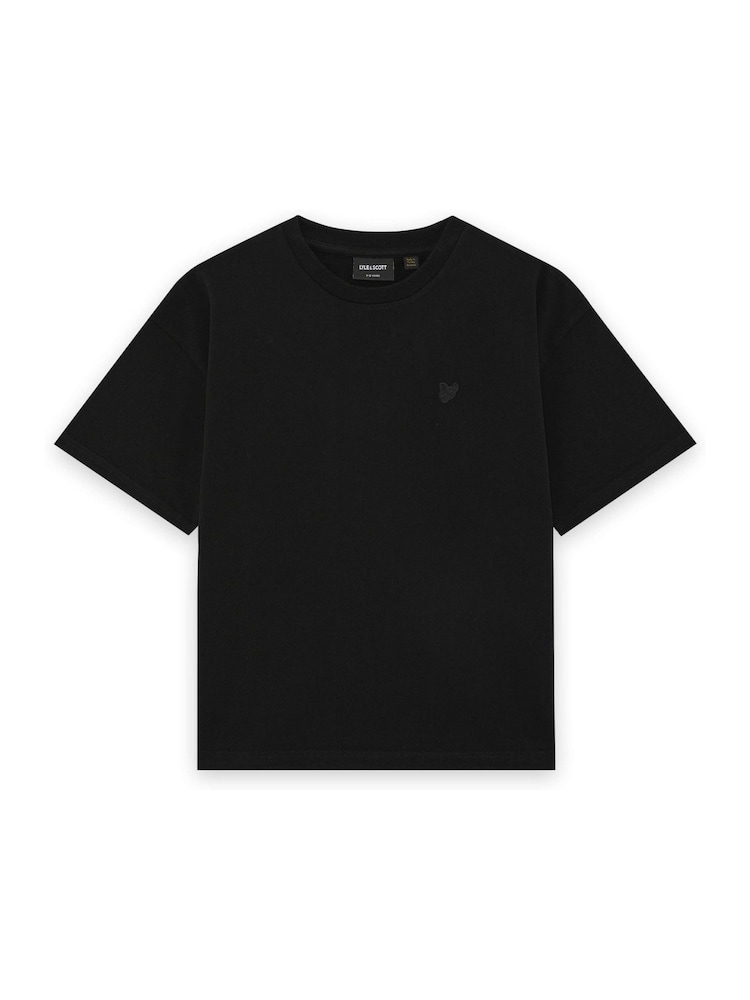 أسود - تيشرت بقماش سميك وقصّة مريحة من Lyle & Scott - صورة 1 من 1
