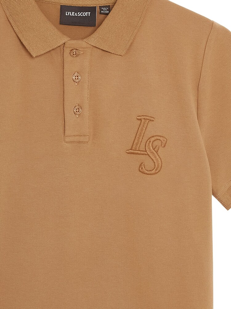 Lyle & Scott Brown L&S Monogram Polo Shirt - Image 3 of 3