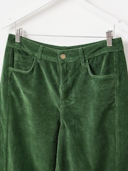 Oliver Bonas Green Corduroy Cropped Barrel Leg Trousers - Image 6 of 8