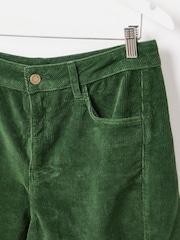Oliver Bonas Green Corduroy Cropped Barrel Leg Trousers - Image 7 of 8