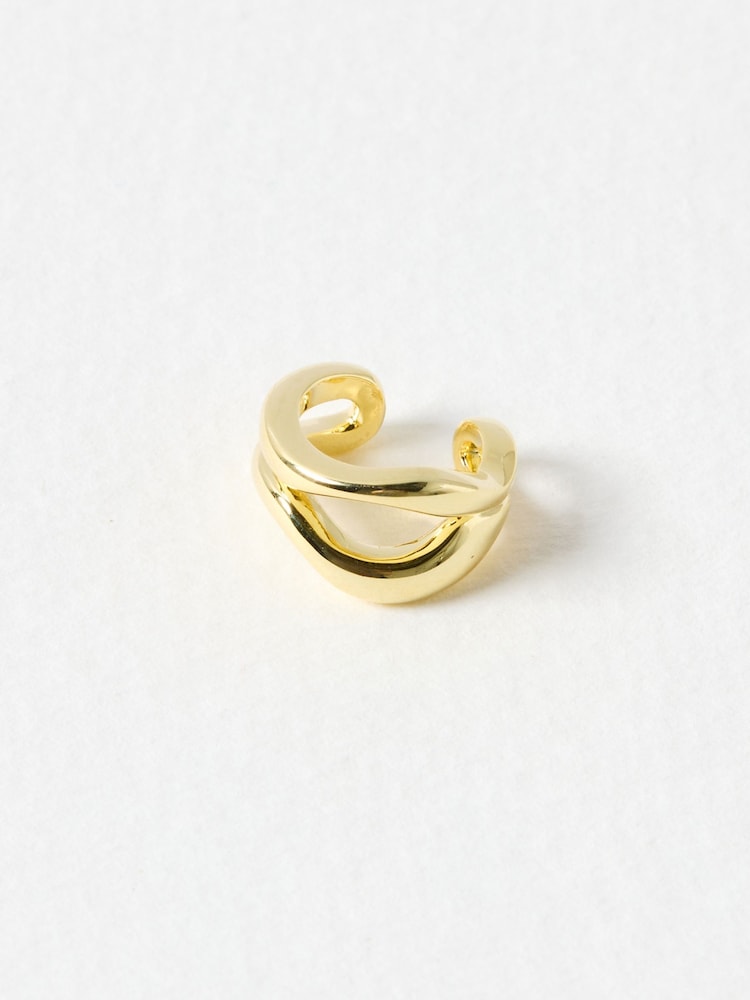 Oliver Bonas Gold Galia Wavy Plated Ear Cuff - Image 1 of 4 Oliver Bonas Gold Galia Wavy Plated Ear Cuff - Image 1 of 4