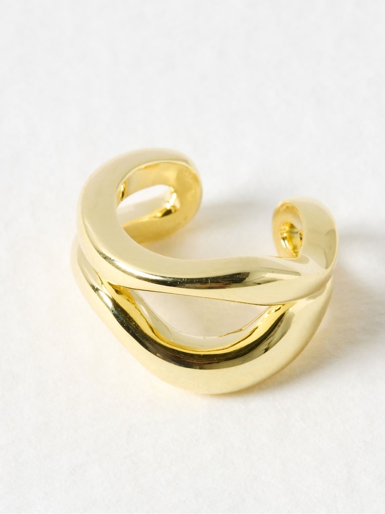 Oliver Bonas Gold Galia Wavy Plated Ear Cuff - Image 2 of 4 Oliver Bonas Gold Galia Wavy Plated Ear Cuff - Image 2 of 4