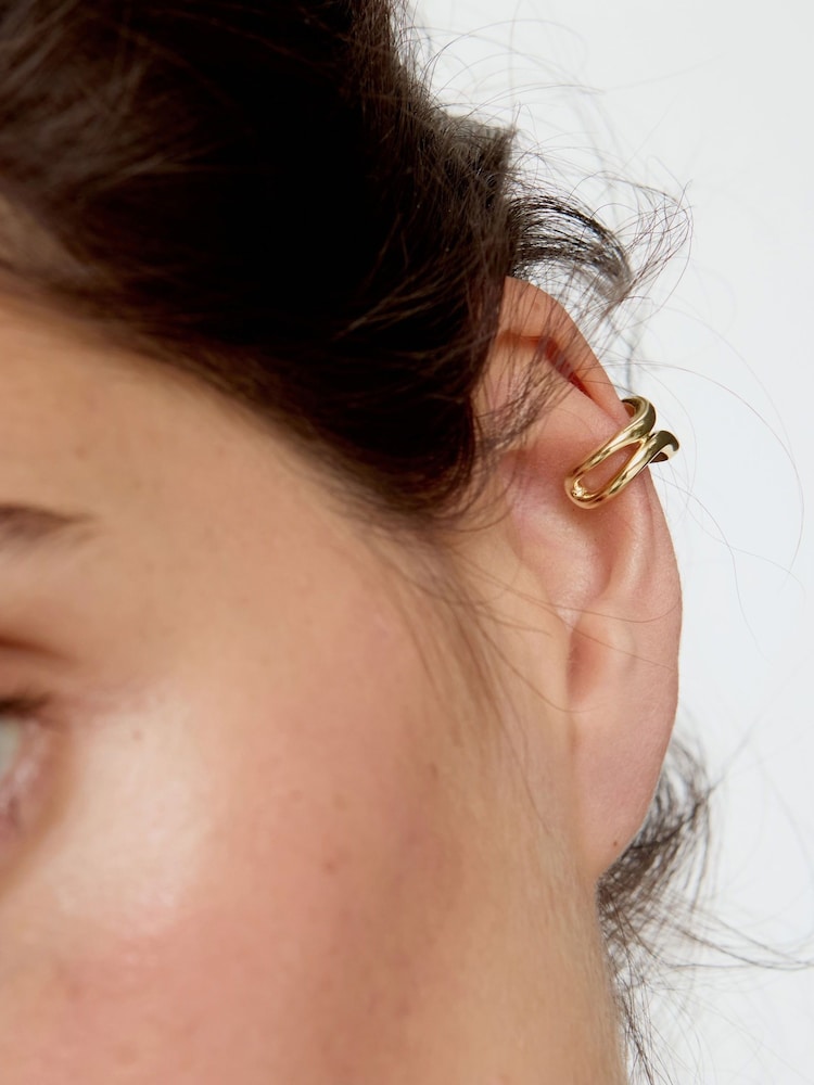 Oliver Bonas Gold Galia Wavy Plated Ear Cuff - Image 4 of 4 Oliver Bonas Gold Galia Wavy Plated Ear Cuff - Image 4 of 4