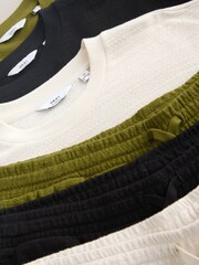 Khaki Green / Ecru White / Black - Co-ord T-Shirt And Shorts Set 3 Pack - Bild 8 von 10