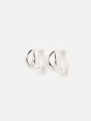 Oliver Bonas Silver Tone Galia Wavy Sterling Hoop Earrings - Image 1 of 4