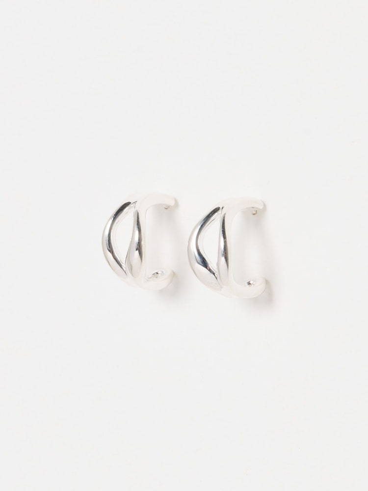 Oliver Bonas Silver Tone Galia Wavy Sterling Hoop Earrings - Image 1 of 4 Oliver Bonas Silver Tone Galia Wavy Sterling Hoop Earrings - Image 1 of 4