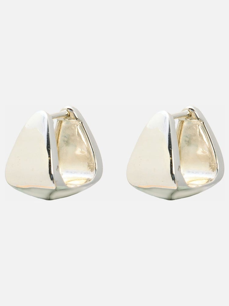 Oliver Bonas Silver Tia Silver Plated Triangular Hoop Earrings - Image 1 of 5 Oliver Bonas Silver Tia Silver Plated Triangular Hoop Earrings - Image 1 of 5