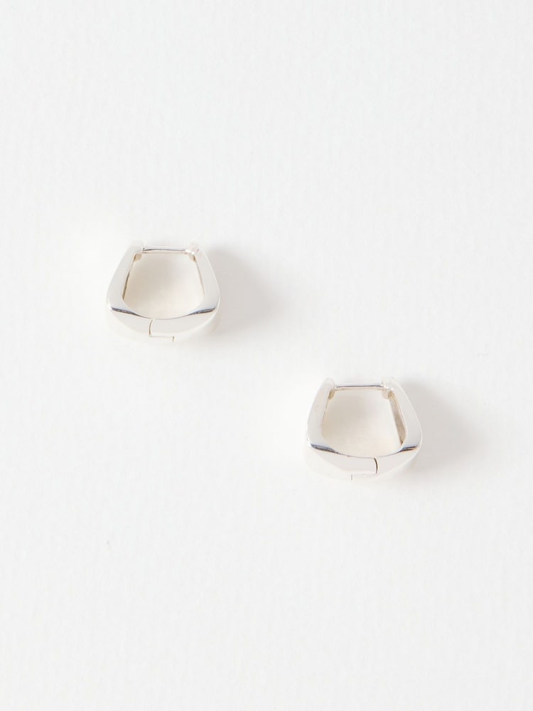 Oliver Bonas Silver Tia Silver Plated Triangular Hoop Earrings - Image 2 of 5 Oliver Bonas Silver Tia Silver Plated Triangular Hoop Earrings - Image 2 of 5