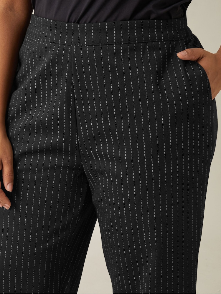 Evans Pinstripe Wide Leg Black Trousers - Image 4 of 4 Evans Pinstripe Wide Leg Black Trousers - Image 4 of 4