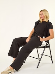 Roman Black Petite Drawstring Ponte Trousers - Image 1 of 5