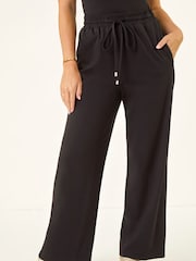 Roman Black Petite Drawstring Ponte Trousers - Image 4 of 5